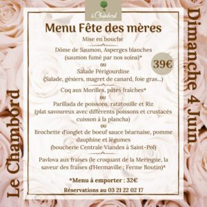 Menu Le Chambord - Fête des mères