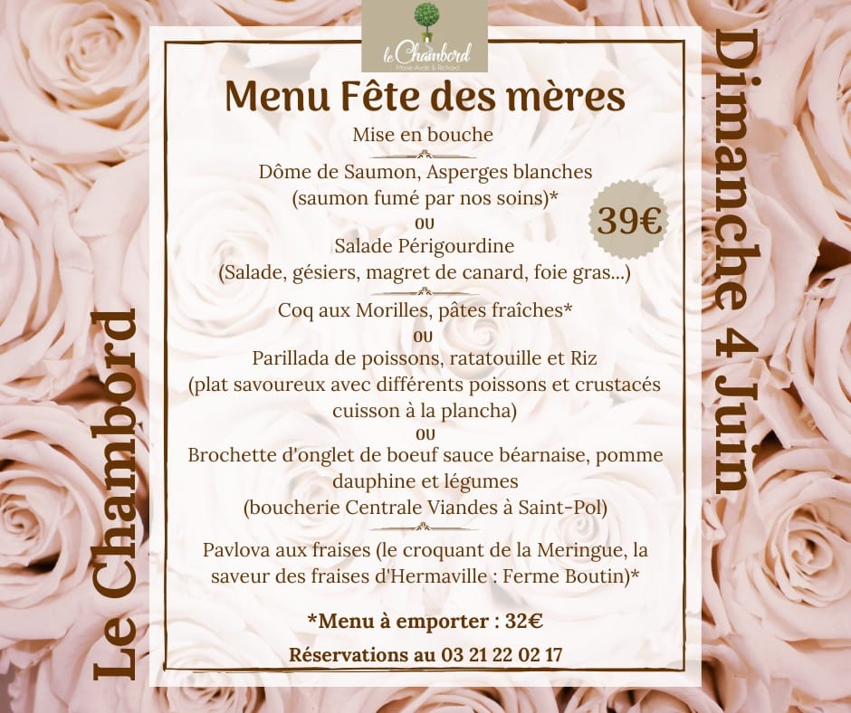 Menu Le Chambord - Fête des mères